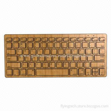 2014 Most popular design 201 bamboo Bluetooth keyboard, natural green, wireless